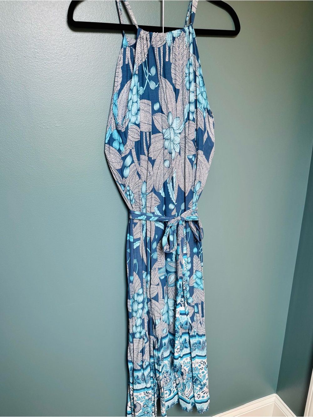 Sea Lustre Blue Floral Halter Midi Dress